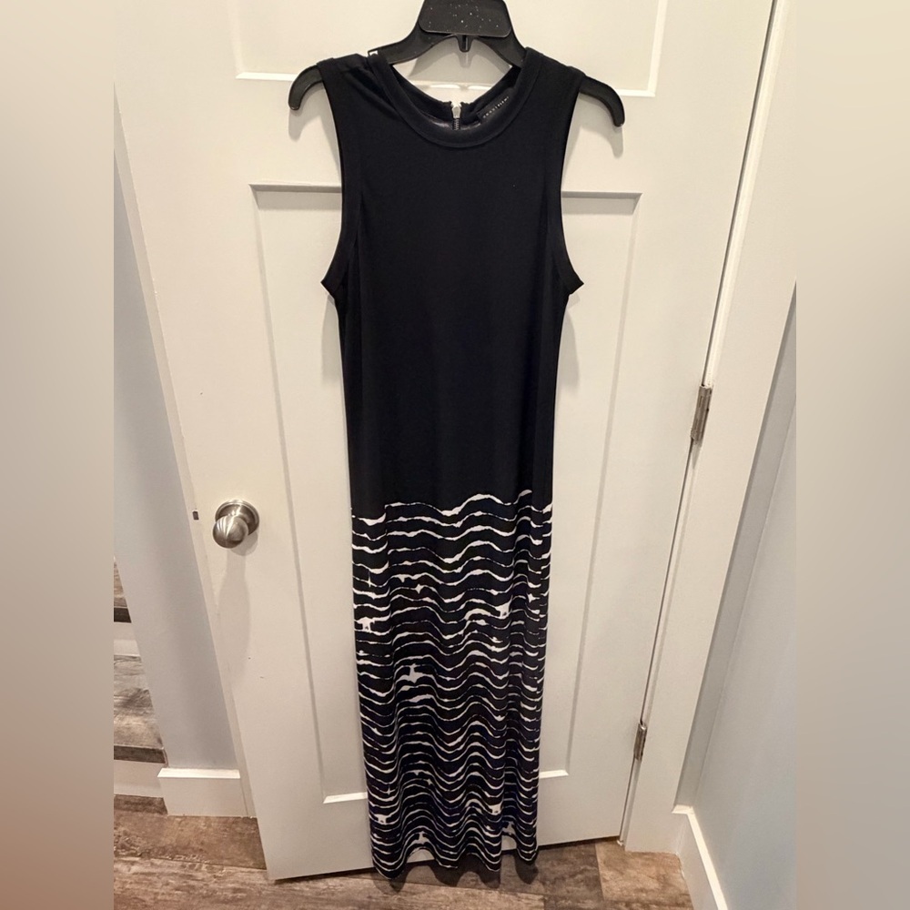 Grace Elements Black Sleeveless Midi Dress Abstract Print M